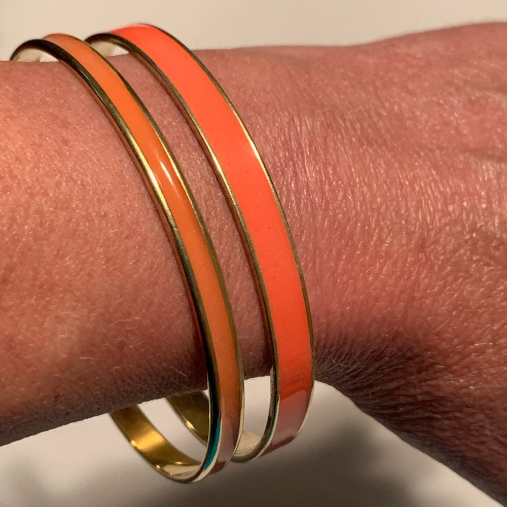 Elegant Gold and Orange Bangle Bracelet Set